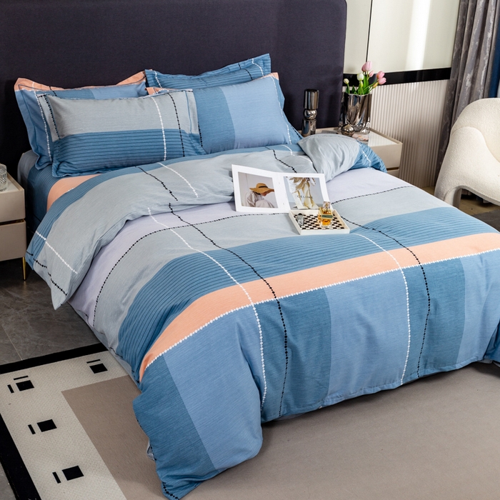 91家纺网 家纺一手货源 找家纺 威布斯家居 2024新款AA版全棉加厚磨毛四件套 米格鲁-蓝