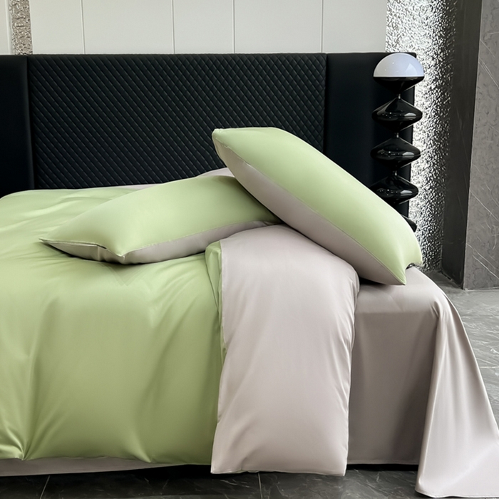 91家纺网 家纺一手货源 找家纺 家居1号家纺 2024新款50双股新疆长绒棉纯色四件套单品系列-单床单 床单共享-苹果绿+太空灰