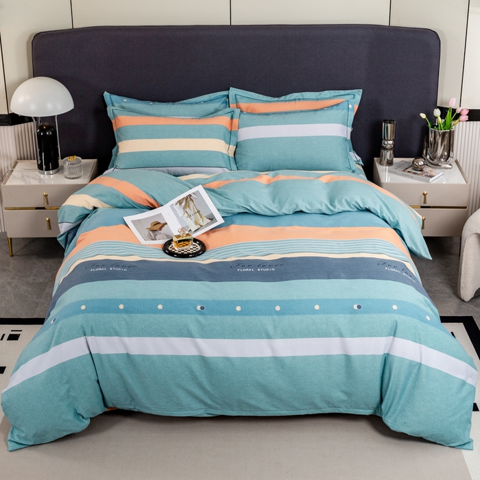 91家纺网 家纺一手货源 找家纺 威布斯家居 2024新款AA版全棉加厚磨毛四件套 酷派-绿