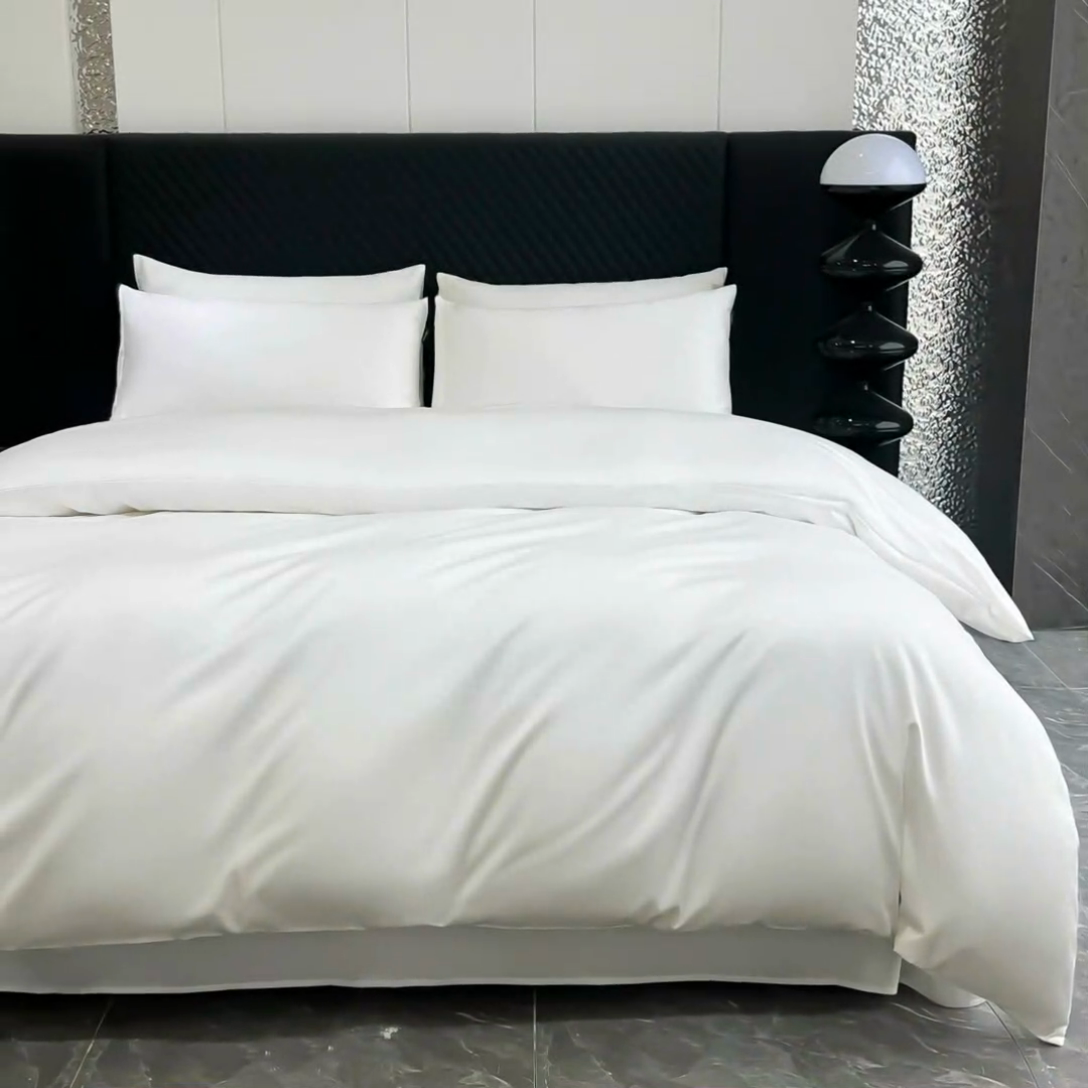 91家纺网 家纺一手货源 找家纺 家居1号家纺 2024新款50双股新疆长绒棉纯色四件套单品系列-四件套 纯享-象牙白