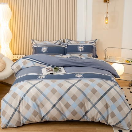 91家纺网 家纺一手货源 找家纺 威布斯家居 2024新款AA版全棉加厚磨毛四件套 青春-蓝