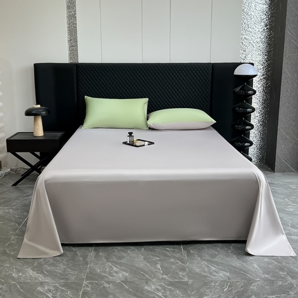 91家纺网 家纺一手货源 找家纺 家居1号家纺 2024新款50双股新疆长绒棉纯色四件套单品系列-单床单 床单共享-苹果绿+太空灰