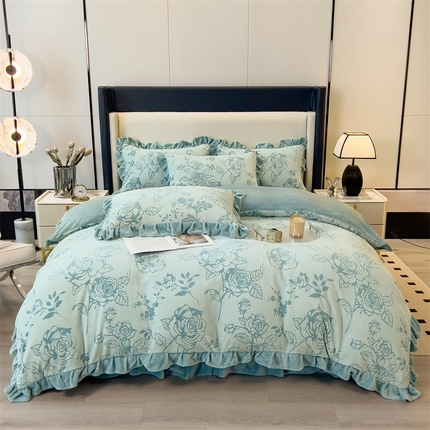 91家纺网 家纺一手货源 找家纺 （总）2024新品A类牛奶绒韩版雕花四件套