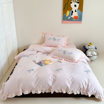 91家纺网 家纺一手货源 找家纺 （总）紫桐 2025新款全棉水洗棉卡通毛巾绣四件套（控价220/260）