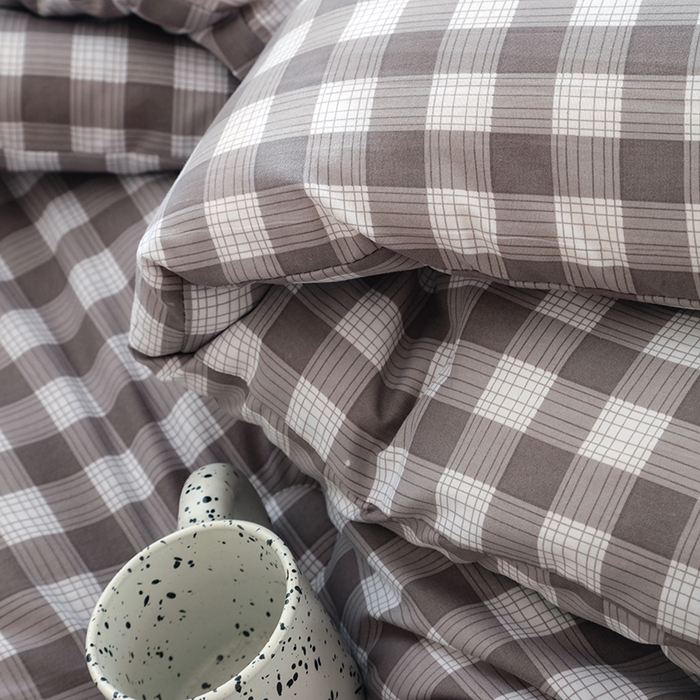 91家纺网 家纺一手货源 找家纺 优布加 2024新款色织水洗棉格斜抗菌良品系列大豆被冬被 良品-灰格