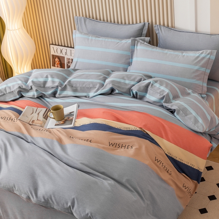 91家纺网 家纺一手货源 找家纺 威布斯家居 2024新款AA版全棉加厚磨毛四件套 罗拉-灰