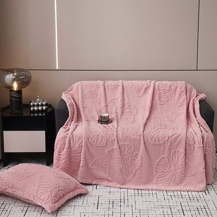 91家纺网 家纺一手货源 找家纺 （总）2025新款加厚高克重塔芙蓉提花毛毯-蝴蝶系列
