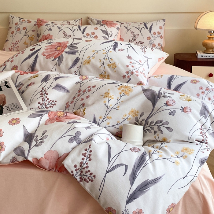 91家纺网 家纺一手货源 找家纺 雅居纺家纺 2024新款全棉印花磨毛四件套 花样年华