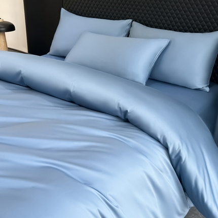 家居1号家纺 2024新款50双股新疆长绒棉纯色四件套单品系列-单被套 纯享-宾利蓝