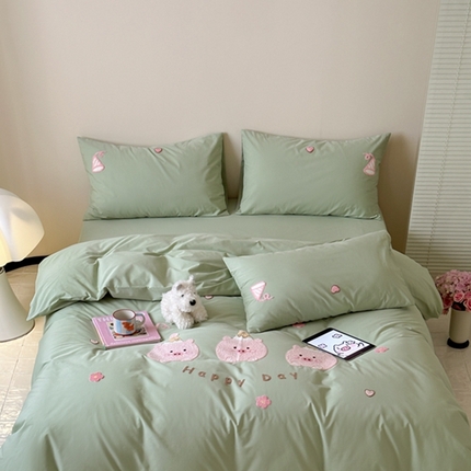 91家纺网 家纺一手货源 找家纺 （总）紫桐 2025新款全棉水洗棉卡通毛巾绣四件套（控价220/260）