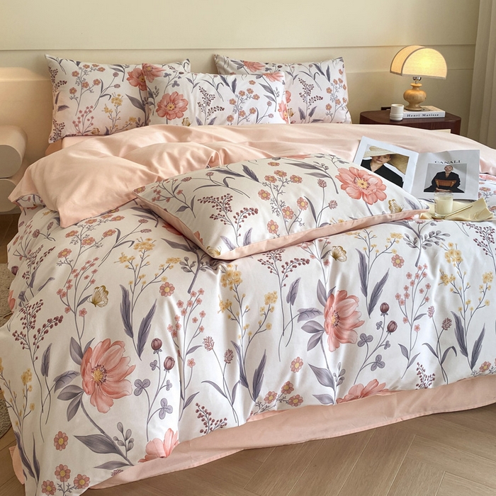 91家纺网 家纺一手货源 找家纺 雅居纺家纺 2024新款全棉印花磨毛四件套 花样年华