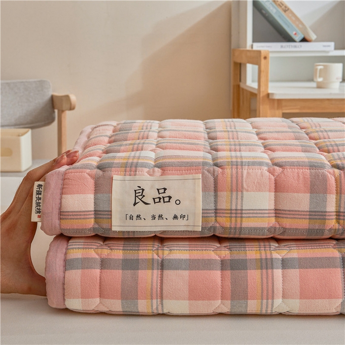 91家纺网 家纺一手货源 找家纺 喜居 2024新款棉花床垫无印风床褥子薄款床垫子 晨曦粉