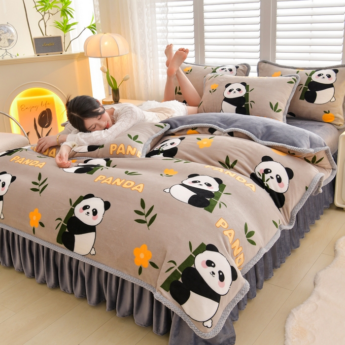 91家纺网 家纺一手货源 找家纺 绒耀 2025新款高克重牛奶绒四件套保暖四件套直播爆款电商爆款 胖嘟嘟 