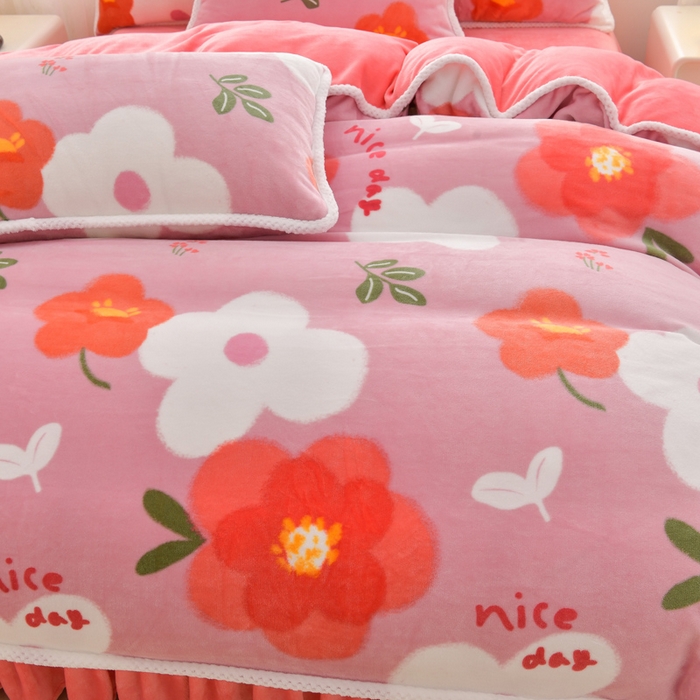 91家纺网 家纺一手货源 找家纺 绒耀 2025新款高克重牛奶绒四件套保暖四件套直播爆款电商爆款 秘密花园