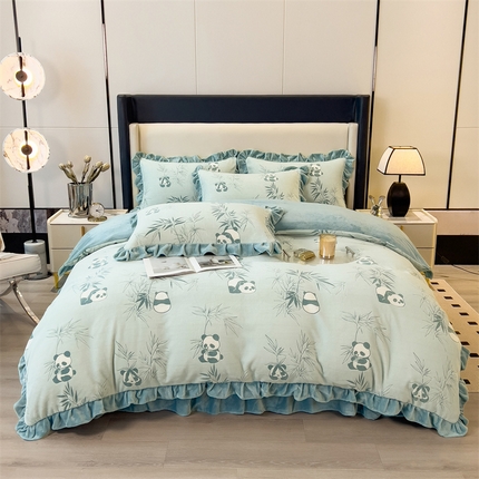 91家纺网 家纺一手货源 找家纺 （总）2024新品A类牛奶绒韩版雕花四件套