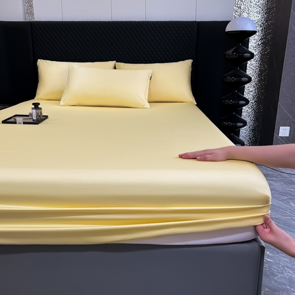 家居1号家纺 2024新款50双股新疆长绒棉纯色四件套单品系列-单床笠 床笠-纯雅-金黄