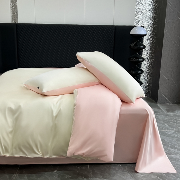 91家纺网 家纺一手货源 找家纺 家居1号家纺 2024新款50双股新疆长绒棉纯色四件套单品系列-单床单 床单共享-奶昔粉  桃粉