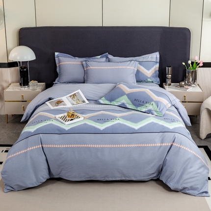 91家纺网 家纺一手货源 找家纺 威布斯家居 2024新款AA版全棉加厚磨毛四件套 莫里斯特-灰