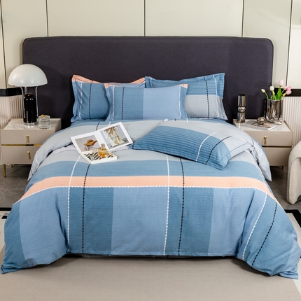 91家纺网 家纺一手货源 找家纺 威布斯家居 2024新款AA版全棉加厚磨毛四件套 米格鲁-蓝