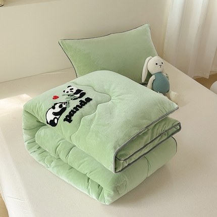 91家纺网 家纺一手货源 找家纺 2024新款宝宝绒儿童被 绿-Panda