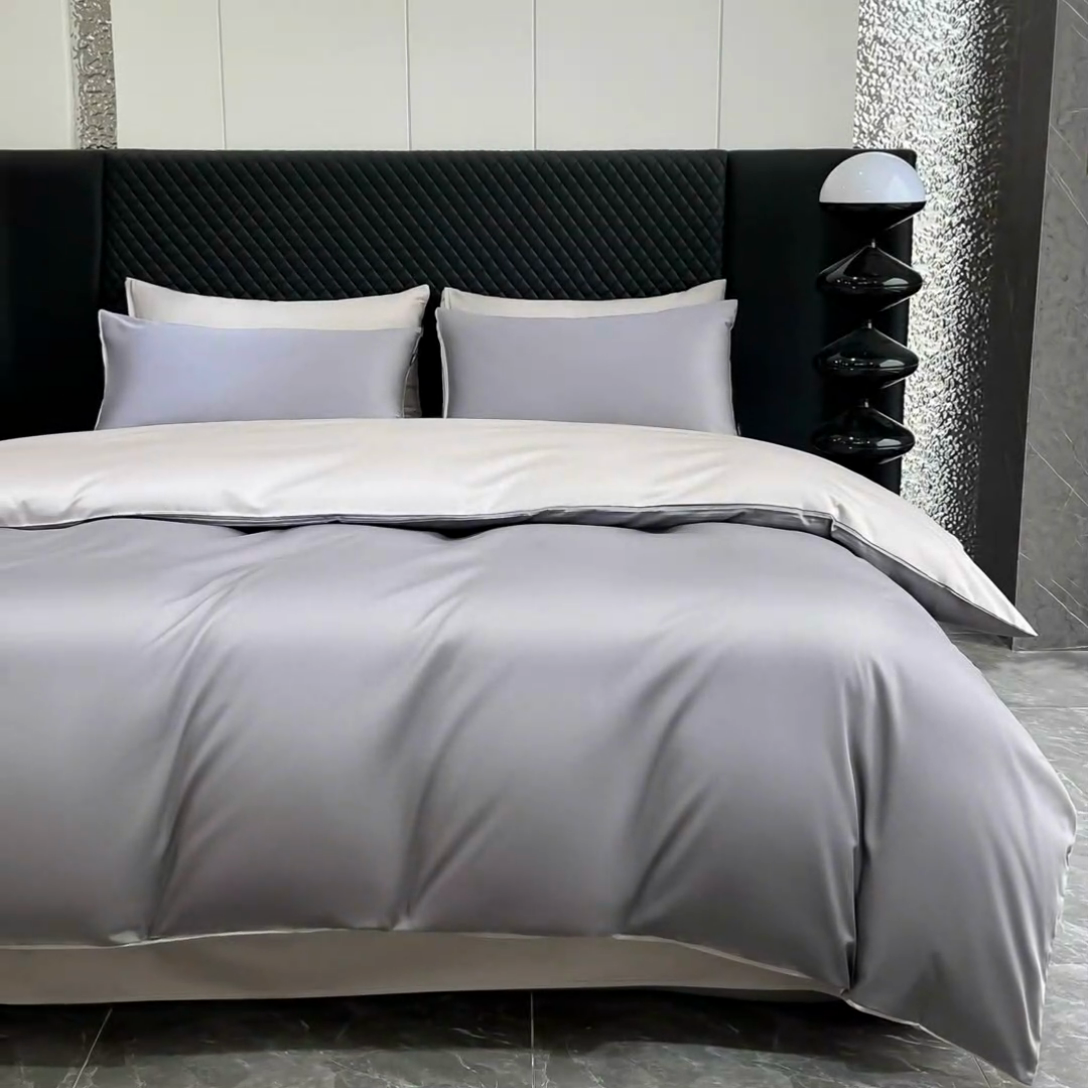 91家纺网 家纺一手货源 找家纺 家居1号家纺 2024新款50双股新疆长绒棉纯色四件套单品系列-四件套 共享-高级灰+太空灰