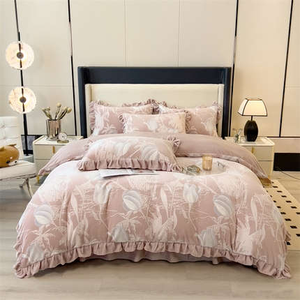 91家纺网 家纺一手货源 找家纺 （总）2024新品A类牛奶绒韩版雕花四件套