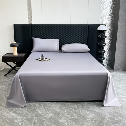 91家纺网 家纺一手货源 找家纺 家居1号家纺 2024新款50双股新疆长绒棉纯色四件套单品系列-单床单 床单纯享绅士灰