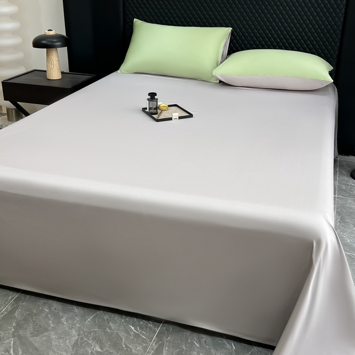 91家纺网 家纺一手货源 找家纺 家居1号家纺 2024新款50双股新疆长绒棉纯色四件套单品系列-单床单 床单共享-苹果绿+太空灰