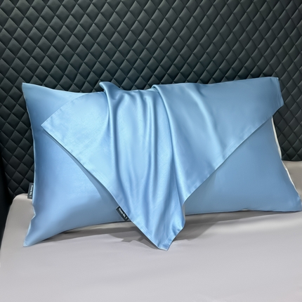 家居1号家纺 2024新款50双股新疆长绒棉纯色四件套单品系列-单枕套 枕套共享-蓝灰  高级灰