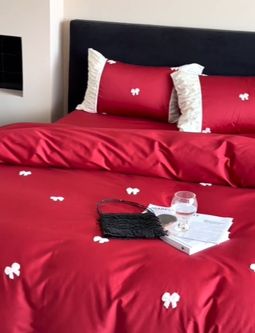 91家纺网 家纺一手货源 找家纺 鹿班家居 2024新款全棉100S长绒棉毛巾绣系列——少女清梦（标准会员-20元）  少女清梦-红