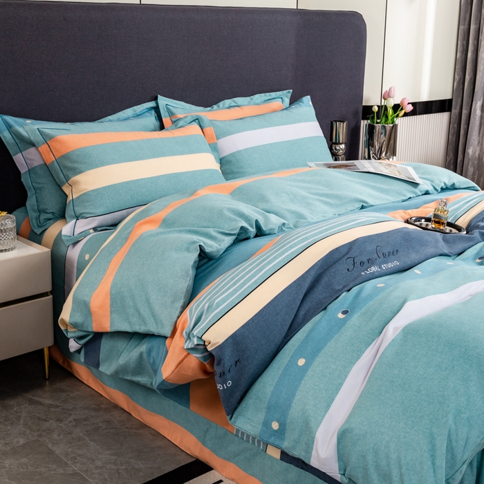 91家纺网 家纺一手货源 找家纺 威布斯家居 2024新款AA版全棉加厚磨毛四件套 酷派-绿