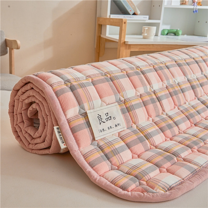 91家纺网 家纺一手货源 找家纺 喜居 2024新款棉花床垫无印风床褥子薄款床垫子 晨曦粉