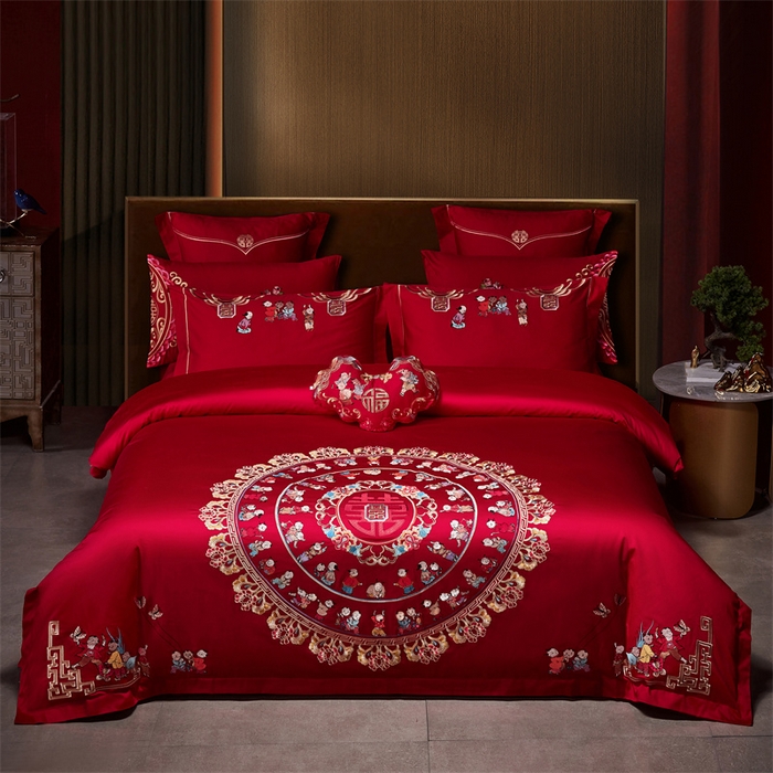 91家纺网 家纺一手货源 找家纺 宏羽纺家纺 2024新款13372纯棉婚庆套件系列百子圆圆