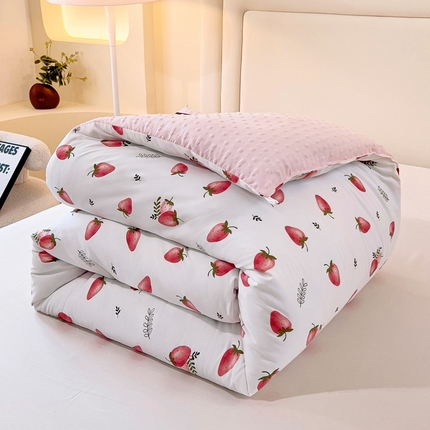 暖阁 2025新款A类水洗棉豆豆被冬被春秋被被子被芯 草莓甜心