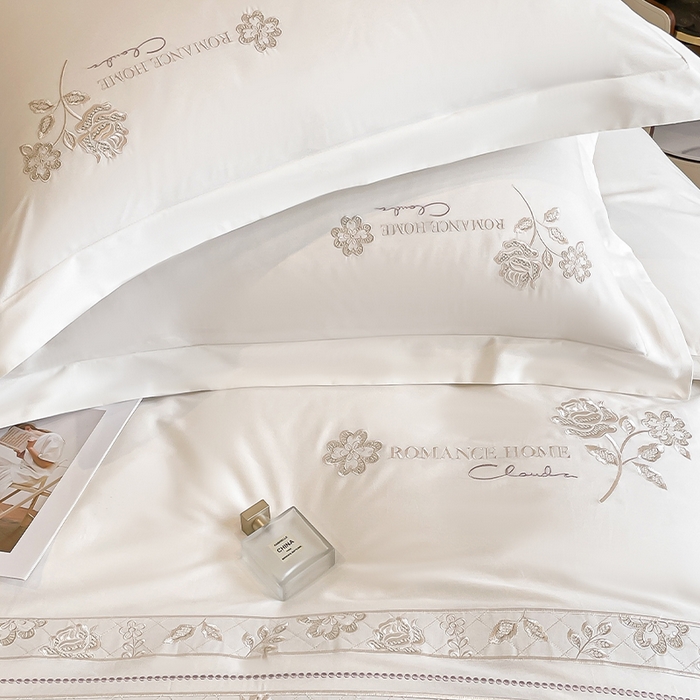 91家纺网 家纺一手货源 找家纺 理想家家纺 2024新款13372全棉刺绣四件套系列-花恋 白