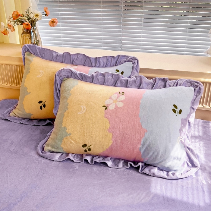 91家纺网 家纺一手货源 找家纺 找底底家纺 2024新款牛奶绒印花四件套 彩虹