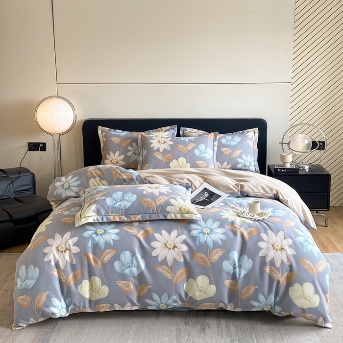 91家纺网 家纺一手货源 找家纺 莱通家纺 2024秋冬新款超柔喷气加厚磨毛四件套 花意满枝