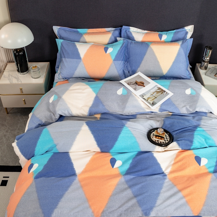 91家纺网 家纺一手货源 找家纺 威布斯家居 2024新款AA版全棉加厚磨毛四件套 梦剧院-蓝