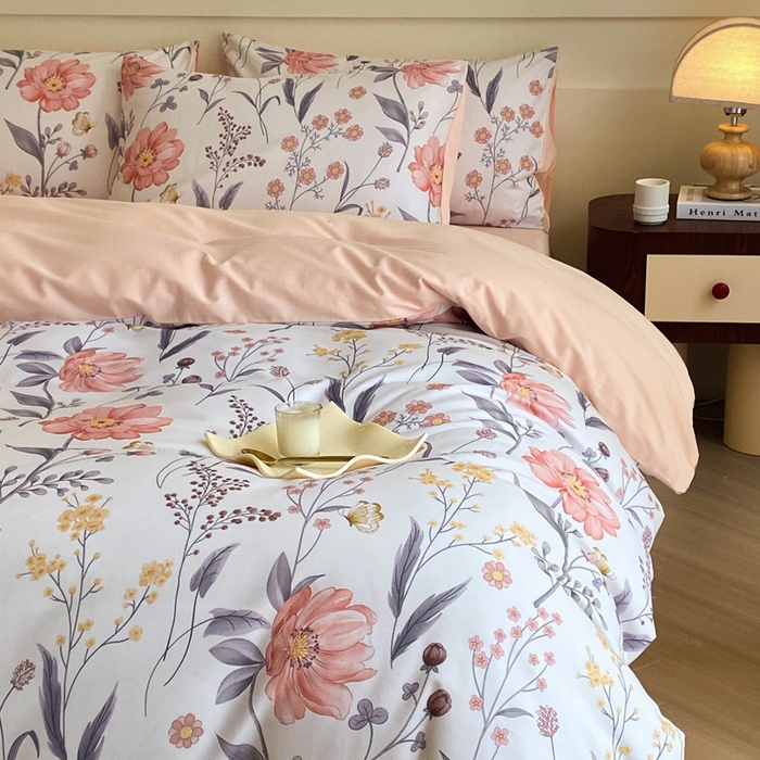 91家纺网 家纺一手货源 找家纺 雅居纺家纺 2024新款全棉印花磨毛四件套 花样年华