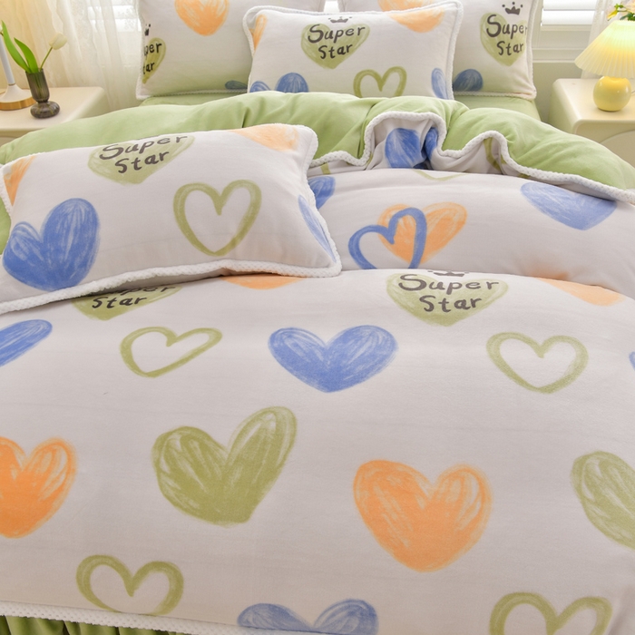 91家纺网 家纺一手货源 找家纺 绒耀 2025新款高克重牛奶绒四件套保暖四件套直播爆款电商爆款 怦然心动