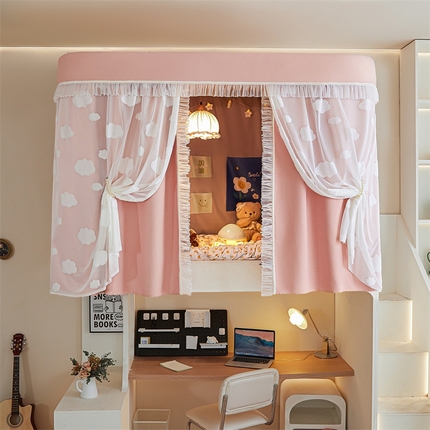 91家纺网 家纺一手货源 找家纺 飞轮海蚊帐 2024新款雪尼尔立体云朵纱遮光床帘XD-20 云朵-粉