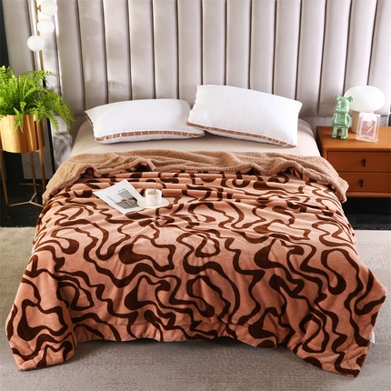 巴木赫 2024新款熊猫绒配同色羊羔绒毛毯 驼咖配色羊羔绒