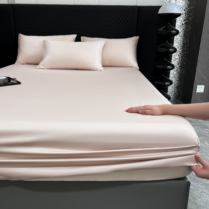 家居1号家纺 2024新款50双股新疆长绒棉纯色四件套单品系列-单床笠 床笠-纯雅-玫瑰棕