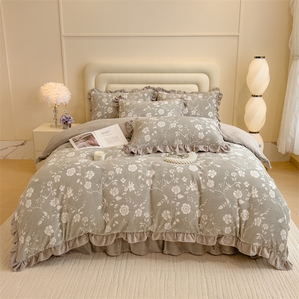 91家纺网 家纺一手货源 找家纺 （总）2024新品A类牛奶绒韩版雕花四件套