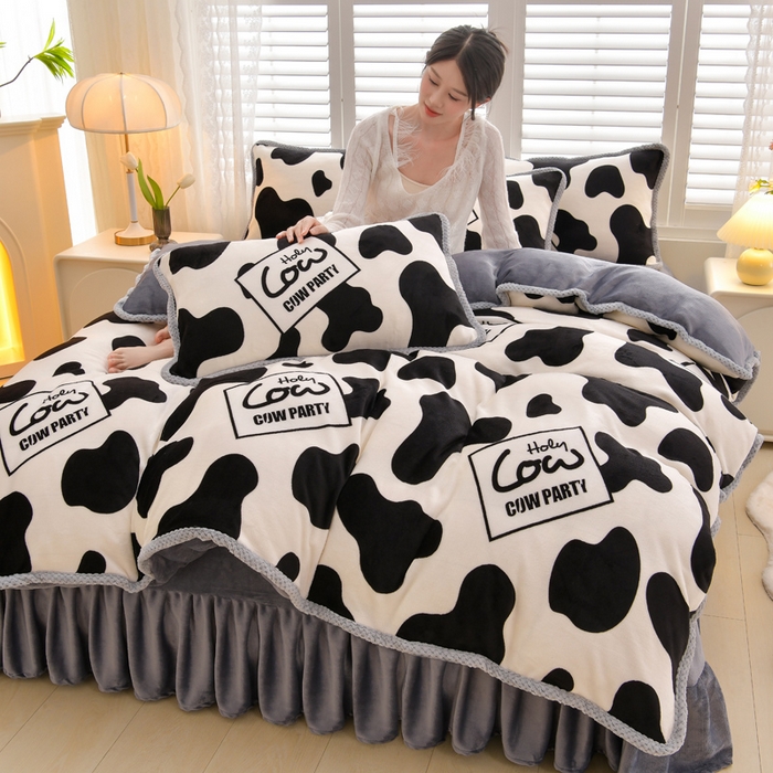 91家纺网 家纺一手货源 找家纺 绒耀 2025新款高克重牛奶绒四件套保暖四件套直播爆款电商爆款 小奶牛