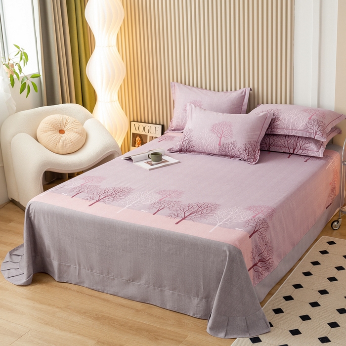 91家纺网 家纺一手货源 找家纺 威布斯家居 2024新款AA版全棉加厚磨毛四件套 丛林秘影-紫