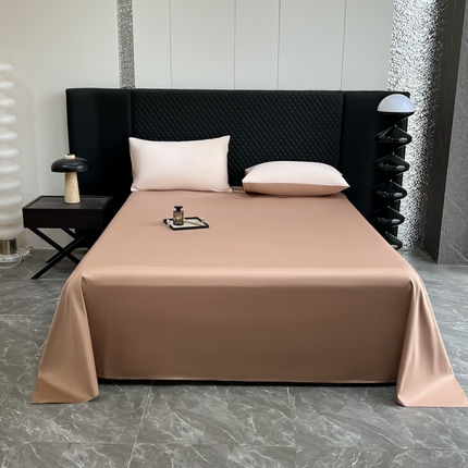 家居1号家纺 2024新款50双股新疆长绒棉纯色四件套单品系列-单床单 床单共享-巧克力