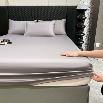 91家纺网 家纺一手货源 找家纺 家居1号家纺 2024新款50双股新疆长绒棉纯色四件套单品系列-单床笠 床笠-纯雅-高级灰