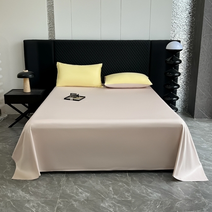 91家纺网 家纺一手货源 找家纺 家居1号家纺 2024新款50双股新疆长绒棉纯色四件套单品系列-单床单 床单共享-旭日+玫瑰金