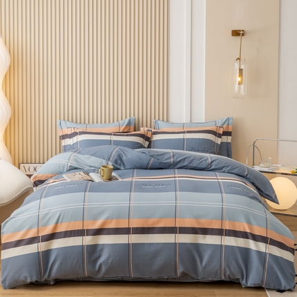 威布斯家居 2024新款AA版全棉加厚磨毛四件套 致雅-蓝